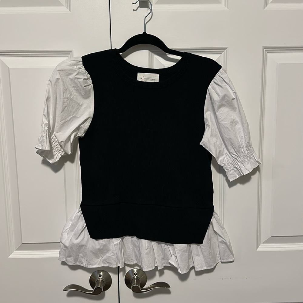 Anthropologie sweater blouse combo top